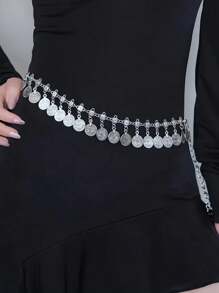 1 Stück Damen Boho Vintage Münze Metall Quaste Taille Kette Kleid, geeignet für Strand, Urlaubsparty, Geburtstagsfeier, Taille Dekoration