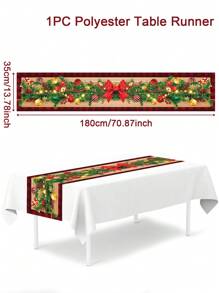 1Pc Christmas Polyester Table Runner Table Cloth,Christmas Table Flag With Bell Design,Christmas Decoration Supplies,Xmas Party Decor,Home Decor,Table Decor,Christmas Decor,Christmas Gift,Xmas Decor,Christmas Decor