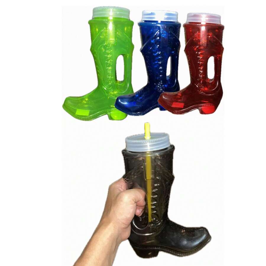 Vaso bota vaquera 1300ml toro cervecero plástico con popote rígido vaso grande fiesta temática celebración aniversario decorativo bebida mayoreo cumpleaños eventos - Multicolor - Ver 1