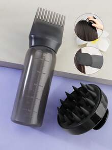 Bộ 2 chai thuốc nhuộm tóc + chai dầu gội + cọ chải tóc, chai thuốc nhuộm tóc có vạch chia, dụng cụ uốn và nhuộm tóc, màu đen. - màu đen - Xem 1