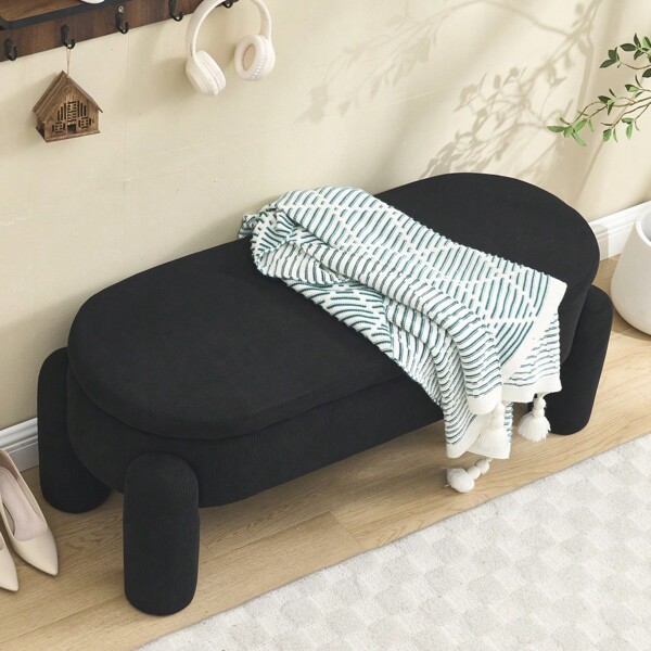 Stilvolle und moderne Aufbewahrungsbank für Schlafzimmer, Garderobe, Eingang und Wohnzimmer mit Stauraum, hochwertiger Chenille-Stoff mit Massivholzrahmen, rutschfeste Bank (beige)