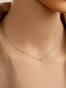 Tsnamer 1 件侧向首字母项链简约 26 个字母 A-Z 个性化名字颈链项链适合女士女孩搭配日常珠宝礼物 - 項鍊 - 查看 7