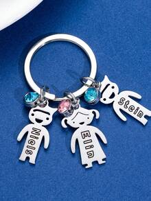 Customized Key Chain, Customized Key Chain With 1 To 4 Names, Personalized Key Chain Gift For Brothers, Sisters, Couples, Families, Halloween, Christmas, Colorful, Cute, Adorable, Funny, Kawaii, Y2K, Stylish, Unisex, Casual, Custom, Personalized, Unique, Customized, Ideal Gifts For Him, Ideal Gifts Junior High School Students, Middle School Students, High School Senior High School Students, College Students, University Students, Freshman, Sophomore, Underclassmen,Delicate Romance,Winter Grace - Silver - View 3