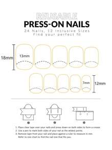 24 faux ongles courts carrés, simples ongles carrés rouges et blancs pour le jour de l'indépendance, ongles bleus et blancs, faux ongles brillants et à la mode, parure détachable et complète pour femmes, convient pour le port quotidien lors de fêtes et de danses