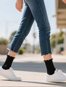 6 Pasang Kaos Kaki Pendek Berumbai Wanita, Kaos Kaki Olahraga Hitam Putih, Kaos Kaki Lari, Kaos Kaki Perjalanan, Kaos Kaki Gulung Lucu dengan Tepi Berumbai, Cocok untuk Pemakaian Sehari-hari di Musim Semi, Musim Panas, Musim Gugur & Musim Dingin, Hadiah - MultiWarna - View 7