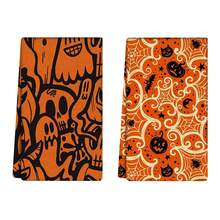 2/4 paños de cocina de Halloween, altamente absorbentes y decorativos, apropiados para decoración festiva, cocinar, hornear, regalos de inauguración de casa y limpieza - Multicolor - Ver 2