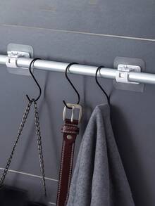 6 件套窗帘杆挂钩支架，多功能支架毛巾杆固定夹，无需钻孔粘合安装，适用于酒店和家庭使用，易于安装的窗帘挂钩夹