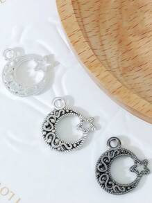 18 peças, pingente de estrela e lua em liga metálica de 17,5 mm. Não desbota facilmente, não causa alergias nem oxidação. Adequado para brincos, colares, pulseiras, tiaras e grampos de cabelo. Pingentes para capas de celular, decorações para chaveiros. Acessórios "faça você mesmo". Crie suas próprias joias com pingentes exclusivos. Chaveiros, amuletos e peças decorativas. Acessórios para joias com pingentes "faça você mesmo". Suprimentos para fabricação de joias. Artesanato com pingentes para pulseiras e presentes do dia a dia. Volta às aulas.