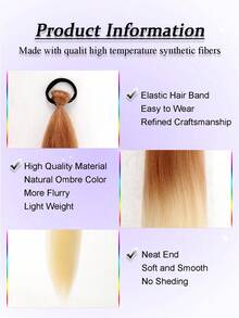 1-2 buc Extensii de păr Yaki sintetic, drept, culoare maro ombre, 26 inch | Coadă de cal pufoasă, rezistentă la căldură, pentru femei | Potrivită pentru Halloween, Crăciun, petreceri de sărbători - Multicolor - Vizualizare 5