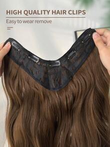 黑色长款波浪卷发接发，女士合成全头假发 - 巧克力棕 - 查看 11