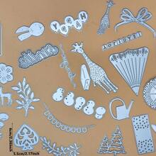 1 Pack Of 20pcs/50pcs Grey Metal Cutting Dies, Art Paper Carving Template, For Paper Card Making Scrapbook DIY Card Album Craft Decorative Metal Cutting Dies