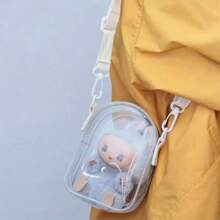Sanrio 1pc Doll Sling Bag, 6.69 Inch Labubu V2 V3 15cm Doll Storage Bag, PVC Display Bag For Labubu (Doll Not Included)