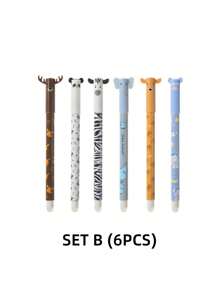 12 peças Canetas Gel com Cavalete de Animal Fofo, ponta de 0,5 mm, Lavável e Apagável, Cores Pastel com Designs Alegres - Ideal para uso em Escritório e Papelaria, Suprimentos de Escritório | Design Alegre | Suprimentos Escolares com Tinta Lavável, De Volta às Aulas