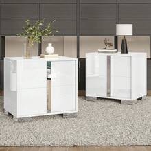 23.6" Modern Nightstand With Drawers – High Gloss UV Finish & Electroplated Pull Handle, Bedside Table For Bedroom - 白色 - 查看 1