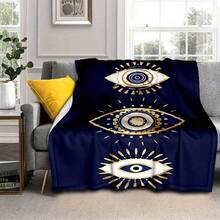 [柔软涤纶法兰绒毯子] 柔软涤纶法兰绒邪眼几何图案毯子 - 可机洗，2.16 平方米或最长边 ≥ 70.87 英寸 - 非常适合沙发、床、野餐、旅行、办公室午睡 - 彩色 - 查看 3