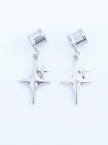 2pcs Stainless Steel Barbell Plug Earrings, 10mm Diameter, Suitable For Daily Wear, Party & Gift