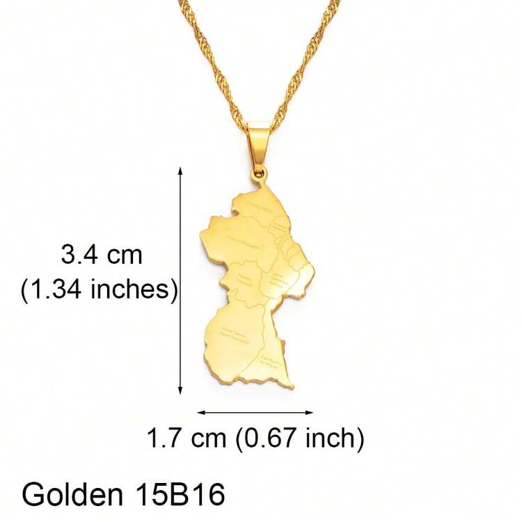 1 件圭亚那地图吊坠项链，适合女士女孩，不锈钢首饰 - 彩色 - 查看 13