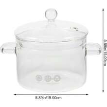 Glass Pots For Cooking: 1500ml Glass Saucepan With Cover Clear Glass Cooking Pot With Lid Cooking Stew Pot For Noodle Milk Soup For Microwave And Stovetop - Clear - View 7