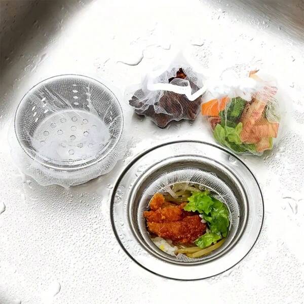 100pcs Disposable Sink Strainer Bags - Mesh Filter For Food Waste And Leftover, Easy To Clean Drain Net
