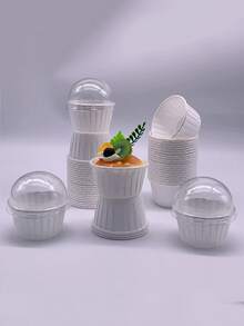 Cakegiugiu 50/100pcs Cake Cups With Lids,Disposable Cupcake Cups With Lids,Heat Resistant Muffin Cups,Cake Paper Holders,Muffin Molds, Baking Tools, Curled Edge Cake Cups,Perfect For Parties,Weddings And Birthdays - 01 - View 6