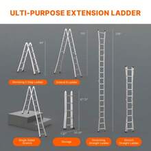 19FT Telescoping A-Frame Ladder - Multi-Function Extension Tool For Home & DIY Projects, Portable And Lightweight Design, Safe & Durable Construction
