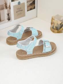 1 双舒适、时尚、百搭、轻便、经典女童平底凉鞋 - 藍色 - 查看 2