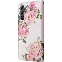 Asuwish Phone Case For  Galaxy A15 5G 4G Wallet Cell Flip Cover With Tempered Glass Screen Protector Flower Card Holder Slot Stand Lanyard Wrist Strap Red A 15 G5 15A Women Men Rose Flower01 - 玫瑰花 - 查看 6