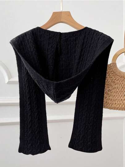 1PC Hooded Knitted Shoulder Shawl, Office Air Conditioning Room Neck Warm Fake Collar, Cashmere Texture Outer Shirt Scarf, Fashionable Multi-Functional Scarf Scarf, Suitable For Daily Travel At Home Use. For Dress