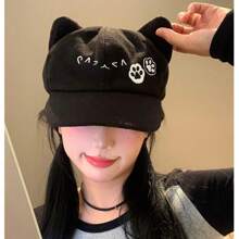 Süße Baseballkappe mit Katzenohren, Kawaii japanischer Anime Stil Sonnenschirmmütze für Studenten, schmeichelhafter Sitz
