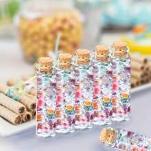 Mini Glass Bottles With Soft Cork Lids, Transparent Wishing Bottles, Glass Bottle Decor Containers For DIY, Wedding Bride Christening Home Decoration