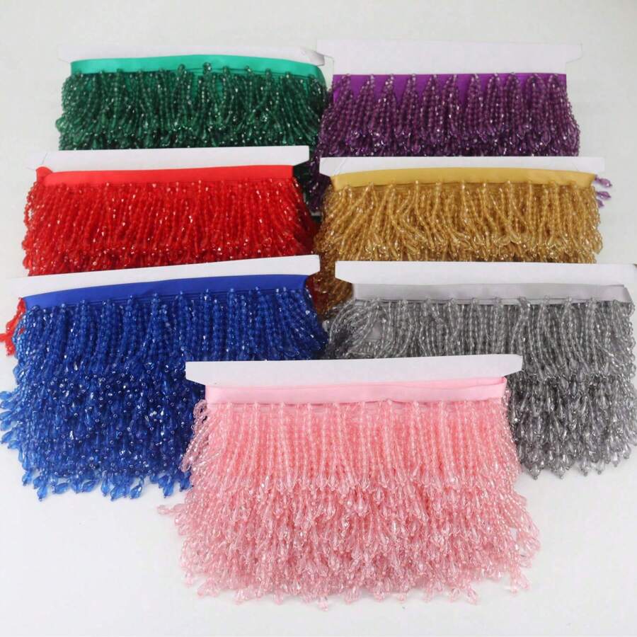1 Peça Acessório Decorativo Feito à Mão com Pingente de Cristal, Borla de Contas, Renda, DIY para Roupas, Saia de Palco, Cortina Doméstica, Toucado, Vestido de Dança Latina, Decoração de Costura
