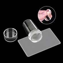 GSHLLO 6 Pcs Clear Silicone Nail Stamper Heads Jelly Nail Art Stamper Head French Tip Nail Stamping Head Nail Stamp Replacement Heads Nail Art Manicure Tools - as pic - View 3