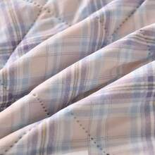 1件套绗缝夏被，超声波压花技术，ins风，柔软舒适透气亲肤，适合客厅、卧室、沙发 - 格子藍 - 查看 5