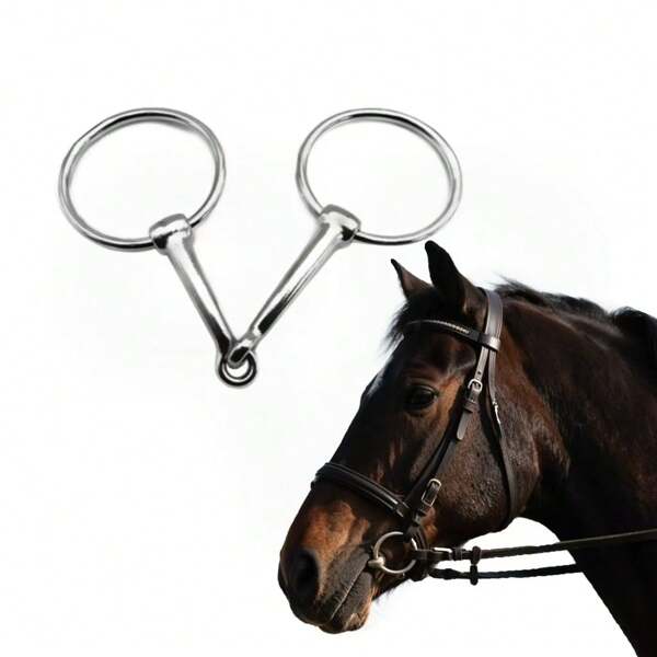 Freio de aço inoxidável com design de alívio de pressão que reduz o desconforto na boca do cavalo, responde com sensibilidade, adequado tanto para corridas de obstáculos quanto para passeios diários, fácil de limpar e manter, interface padrão para garrafa de água, freio para treinamento de cavalos, design confortável de protetor bucal, controle preciso do cavalo, melhora a comunicação entre cavalo e cavaleiro, resistente a mordidas.