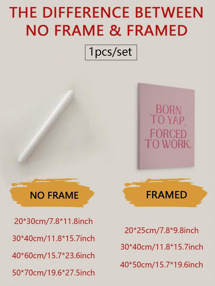 1 pièce "Née pour râler mais forcée de travailler" Thème imprimé, affiche de nageuse professionnelle ludique, décoration de style fille mignonne, art mural de cubicule de bureau, décoration rose adorable de dortoir, sans cadre - Multicolore - Voir 2