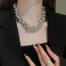 1 Piece Of Sweet And Cool Cold Wind Ball Geometric Necklace Female Short Creative Sweet And Cool Wind Lady Necklace - Dây chuyền 9#X3187-Bạc - Xem 4