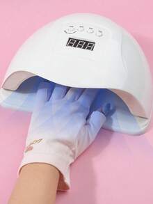 1 Pair Manicure Gloves, UV Protection, Finger Exposed Design, Suitable For Nail Art, Pink - Pink - View 4