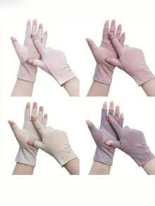 1 Pair Manicure Gloves, UV Protection, Finger Exposed Design, Suitable For Nail Art, Pink - Pink - View 8