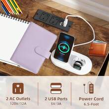 Mesita de Noche con Estación de Carga,Mesita de Noche Vintage para Recámara con 1 Cajones,Mesa de Noche para Recámara con 2 Enchufes y 2 USB,Patas Ajustables,Mesa Auxiliar,Buro para Dormitorio y Sálon - Marrón - Ver 6