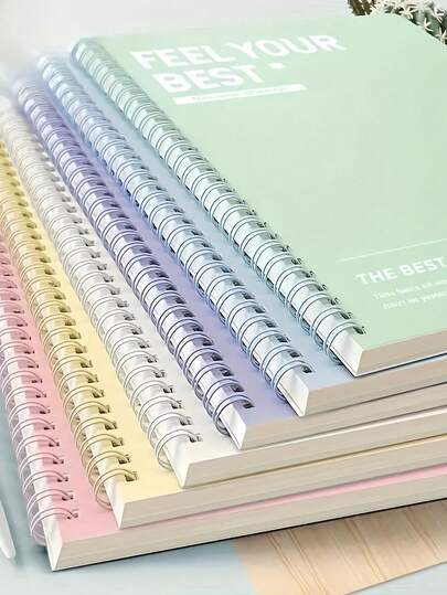 6 件装 A5 螺旋笔记本，带有励志名言 - 每本 60 页横线页，多种柔和色彩（薄荷绿、黄色、紫色、粉色、米色、浅蓝色）- 高品质纸张和螺旋装订，适用于办公室、学校、日记本、圣诞礼物、学校笔记本、学校用品、亚洲风格笔记本、耐用封面学校用品、返校