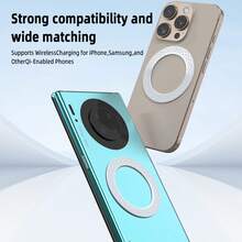 Metal Magnetic Ring Holder Sticker For IPhone, Super Strong Magnetic Ring Stand Accessory, Suitable For Smartphones And Portable Magnetic Holders - Transparent - View 4