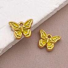2pcs Fashion Enamel Stainless Steel Butterfly Charm High Quality Gold-Plated Love Butterfly Spacer Beads Pendant For DIY Bracelet Necklace Jewelry Making Craft Accessories