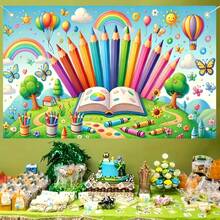 1 件校车欢迎返校旗 - 彩色涤纶面料，适用于室内/室外派对、摄影道具、教室装饰、耐用且可重复使用、无需用电、有趣的插图、鲜艳的印刷 - 彩色 - 查看 2