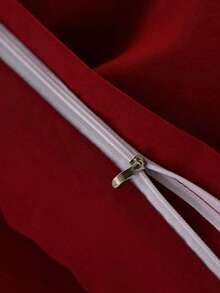 Juego de ropa de cama de 3 piezas de unicolor: suave y cómodo, adecuado para dormitorio, hotel, dormitorio y decoración navideña - Rojo - Ver 6
