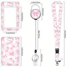 1 Piece ID Badge Clip With Lanyard - Stylish ID Card Clip With Retractable Lanyard - Soft Fiber, Sturdy Keychain, Wallet - Nurse, Teacher Badge Clip, School Supplies,Back To School - one-size - View 2