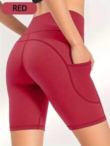 5 Pack Women's Biker Shorts With Pockets,High Waisted Tummy Control,Super Soft,Workout Running Yoga Athletic Shorts,For Gym Yoga Running Summer Clothes,Medium Stretch, Solid Color, All-Season - 5PCS - 查看 10