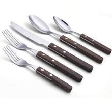 ANNOVA Juego de cubiertos de acero inoxidable con remaches/cubiertos de estilo retro (Light Purple, 20 Pieces) - Nogal/Madera 303 - Ver 4