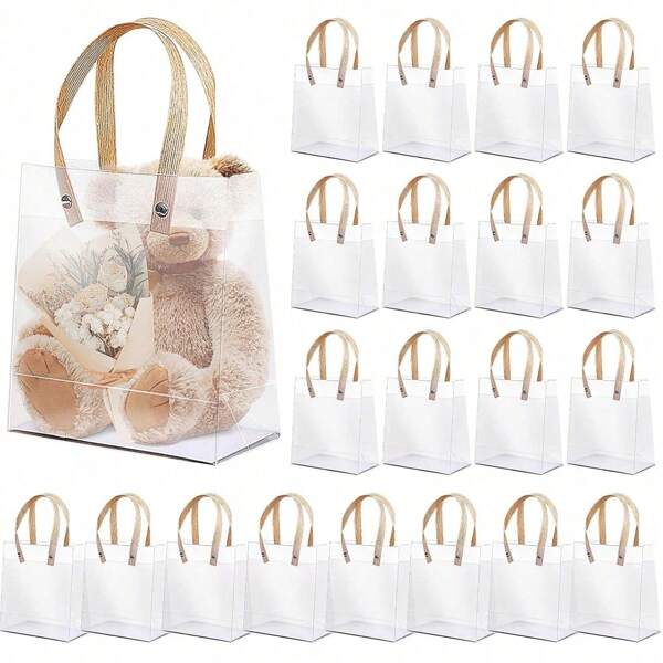 10pcs, Frosted PVC Tote Bags, Wedding Party Favors And Souvenir Bags, Portable Gift Packaging Bags, Party Favor Bags, Holiday Gift Bags, Party Favor Bags, Wedding Party Supplies, Wedding Supplies, Party Supplies, Christmas, Packaging Bags Universal Shopping Bags