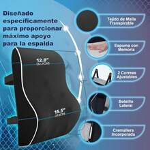 Apoyo Lumbar Soporte Lumbar para Sillacon Espuma con Memoria Diseño Ergonomico Transpirable Aliviar El Dolor de Espalda Adecuado para Auto Viajes y Hogar - Negro2 - Ver 4