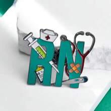 1 pieza Broche de solapa esmaltado en forma de insignia creativa de enfermera registrada (RN) como accesorio de joyería, regalo de graduación para enfermeras